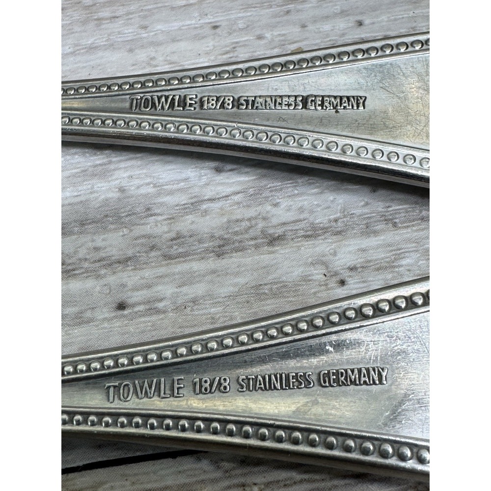 Towle Stainless BEADED ANTIQUE Set of 2 Salad Forks Germany 18/8 Stainless - Picture 4 of 4
